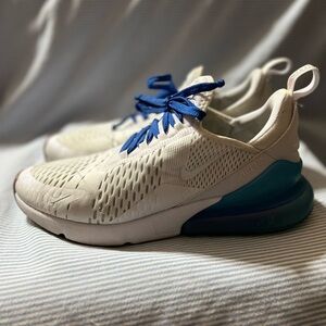 Nike Air Max 270 White and Blue Sneakers